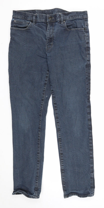 F&F Mens Blue Cotton Straight Jeans Size 36 in L32 in Regular Zip
