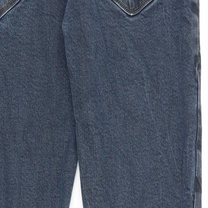 F&F Mens Blue Cotton Straight Jeans Size 36 in L32 in Regular Zip