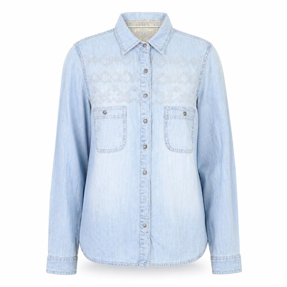 Womens UK Size 6 River Island Blue Basic Button-Up
