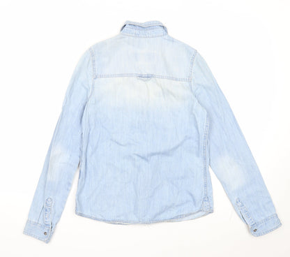 Womens UK Size 6 River Island Blue Basic Button-Up