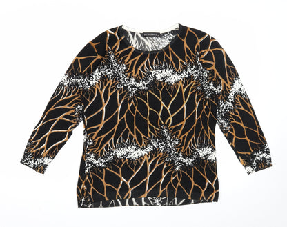 Just Elegance Womens Black Round Neck Geometric Acrylic Pullover Jumper Size M