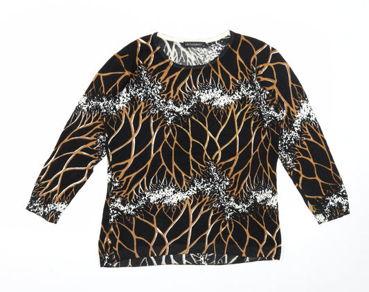 Just Elegance Womens Black Round Neck Geometric Acrylic Pullover Jumper Size M