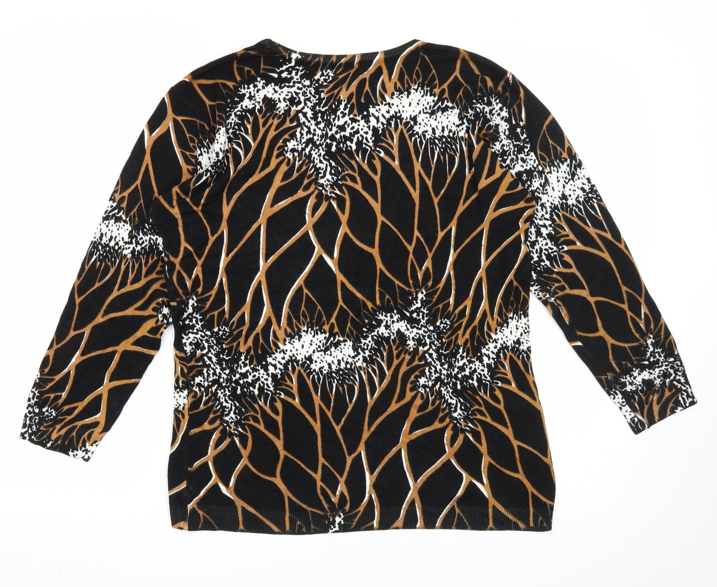 Just Elegance Womens Black Round Neck Geometric Acrylic Pullover Jumper Size M