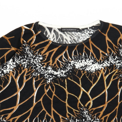 Just Elegance Womens Black Round Neck Geometric Acrylic Pullover Jumper Size M