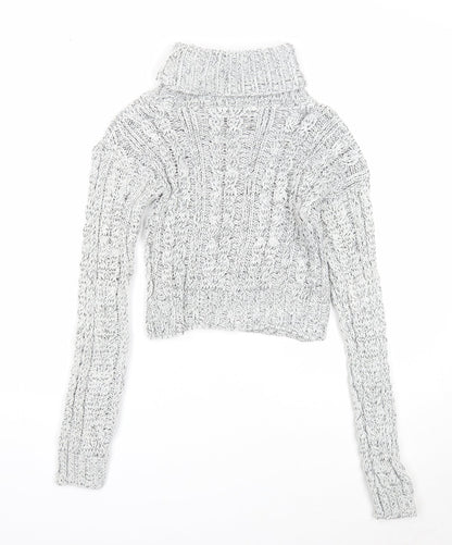 Q10 Collection Womens White Roll Neck Acrylic Pullover Jumper Size M