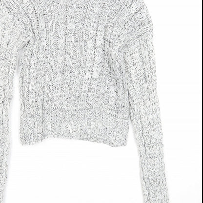 Q10 Collection Womens White Roll Neck Acrylic Pullover Jumper Size M