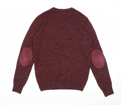 Cedar Wood State Mens Purple Round Neck Acrylic Pullover Jumper Size S Long Sleeve