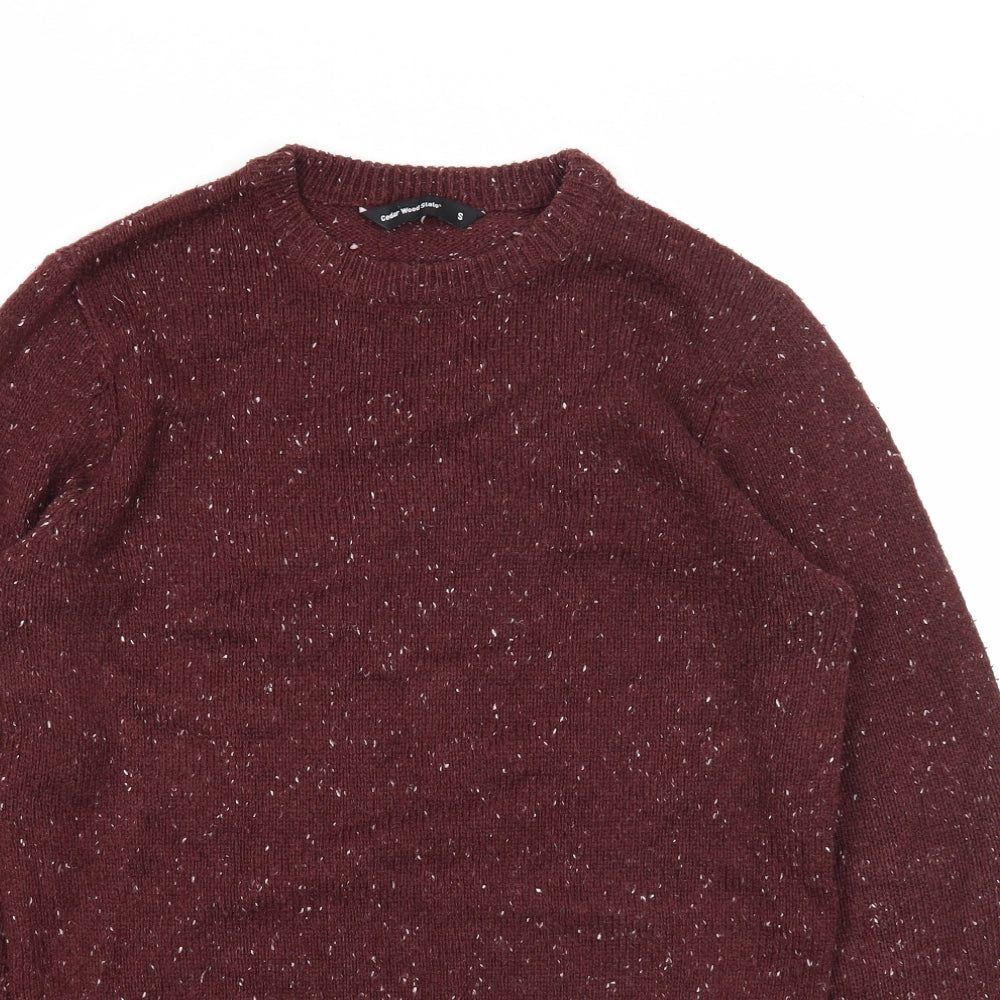 Cedar Wood State Mens Purple Round Neck Acrylic Pullover Jumper Size S Long Sleeve