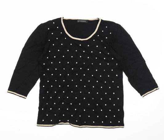 Just Elegance Womens Black Round Neck Polka Dot Viscose Pullover Jumper Size L