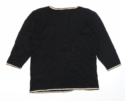 Just Elegance Womens Black Round Neck Polka Dot Viscose Pullover Jumper Size L