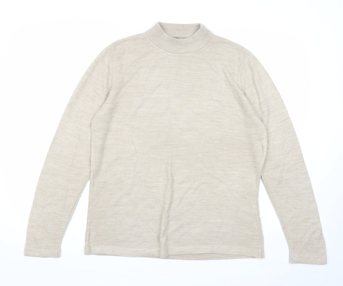 Towles Edgar Jacobs Womens Beige Mock Neck Acrylic Pullover Jumper Size 16