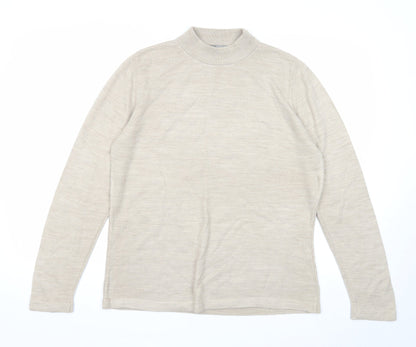 Towles Edgar Jacobs Womens Beige Mock Neck Acrylic Pullover Jumper Size 16