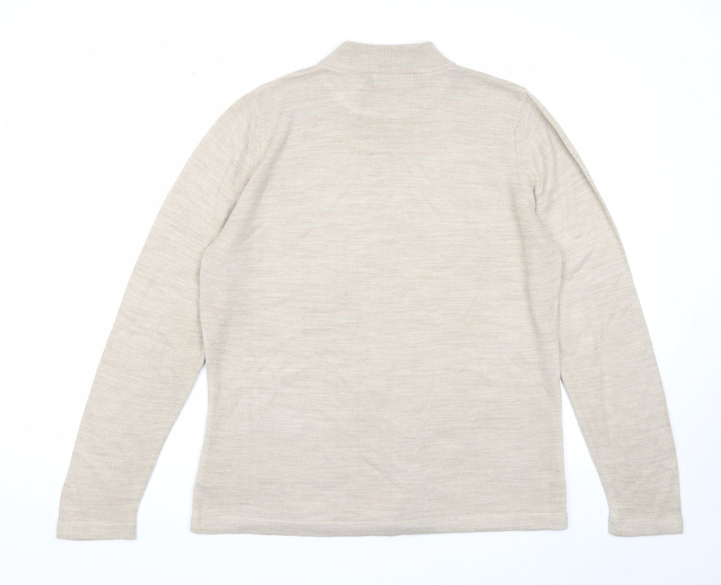 Towles Edgar Jacobs Womens Beige Mock Neck Acrylic Pullover Jumper Size 16