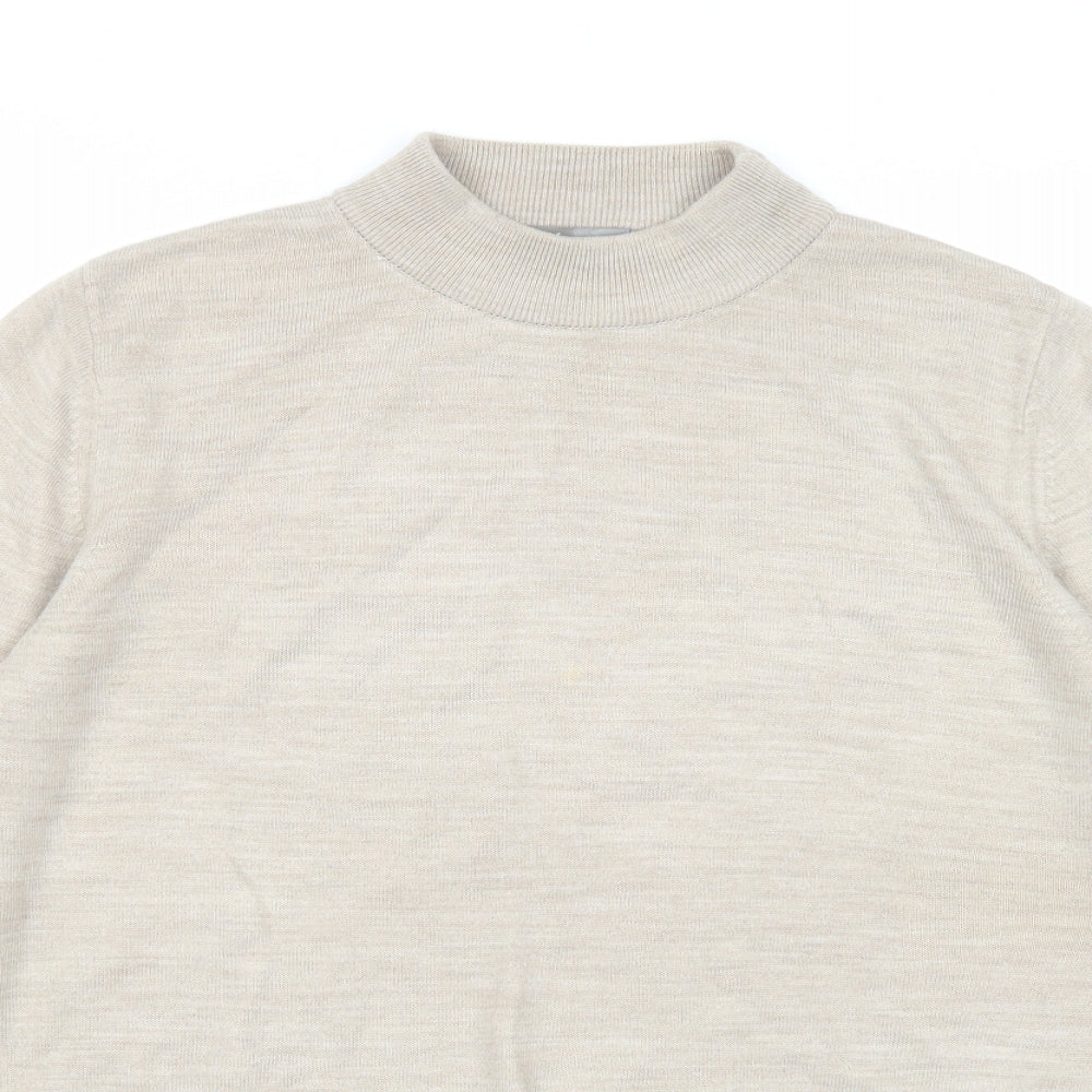 Towles Edgar Jacobs Womens Beige Mock Neck Acrylic Pullover Jumper Size 16