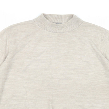 Towles Edgar Jacobs Womens Beige Mock Neck Acrylic Pullover Jumper Size 16
