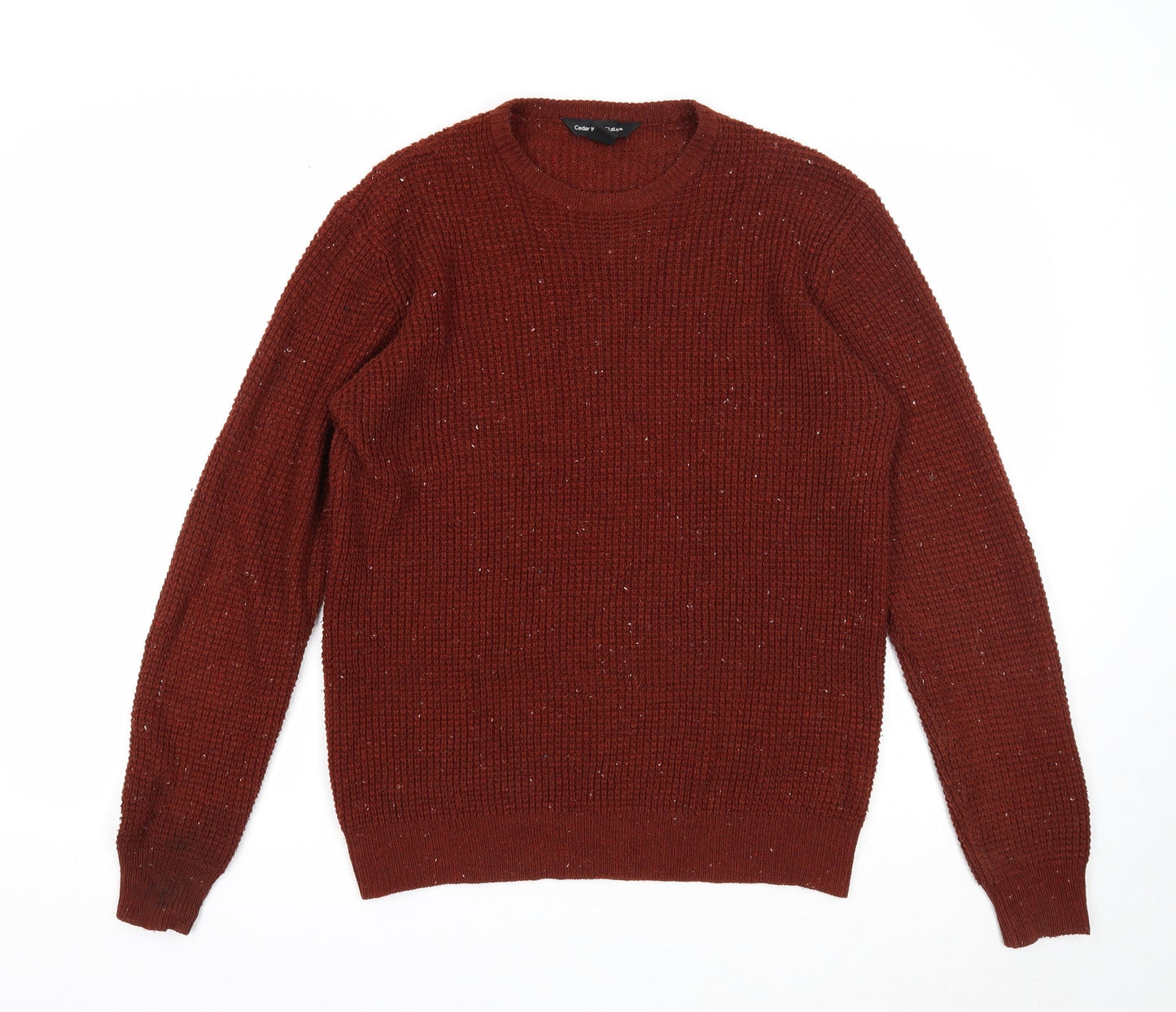 Cedar Wood State Mens Brown Round Neck Acrylic Pullover Jumper Size S Long Sleeve