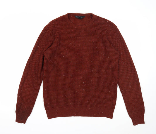 Cedar Wood State Mens Brown Round Neck Acrylic Pullover Jumper Size S Long Sleeve