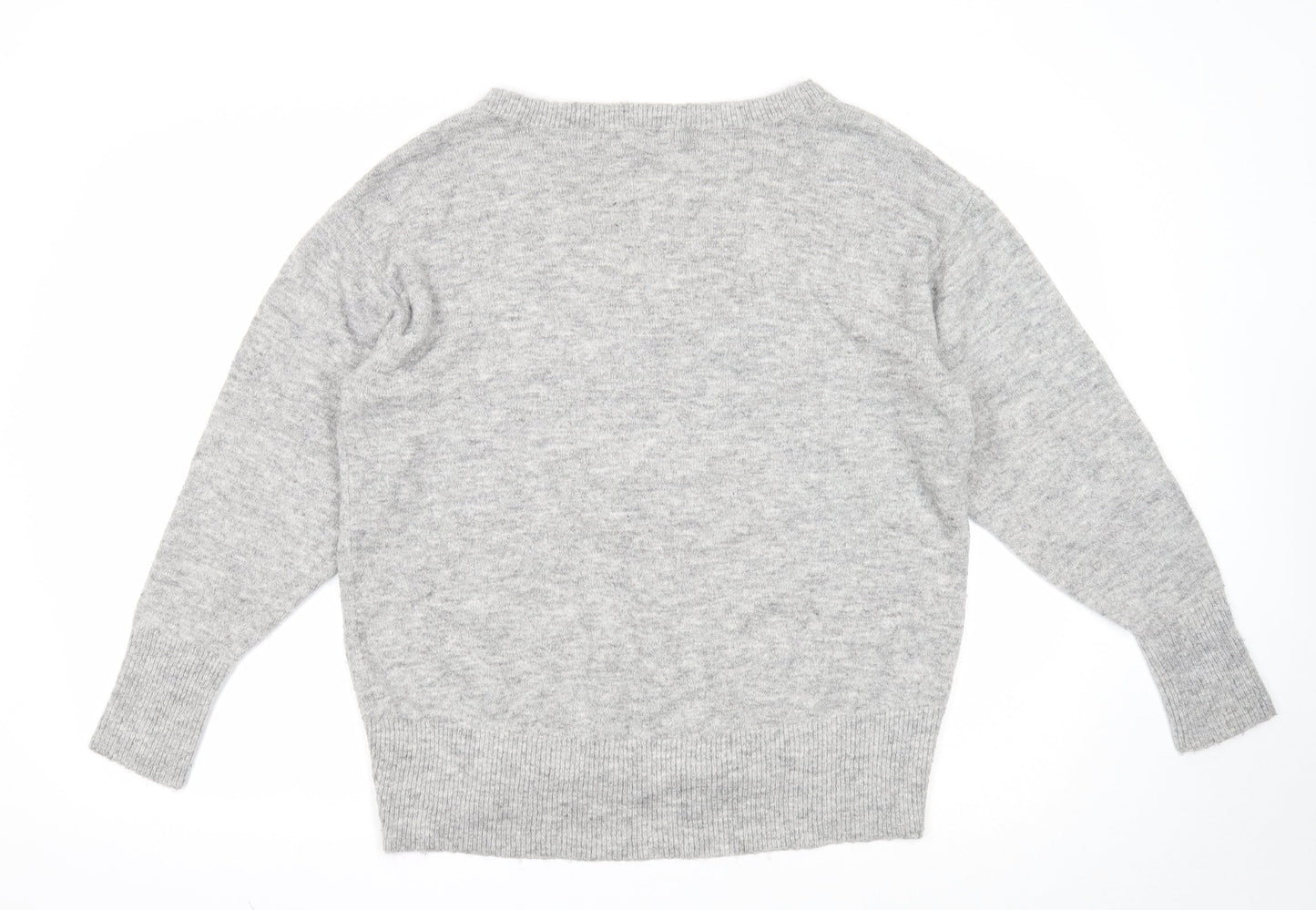 Primark Womens Grey V-Neck Acrylic Pullover Jumper Size L