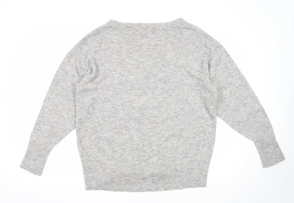 Primark Womens Grey V-Neck Acrylic Pullover Jumper Size L