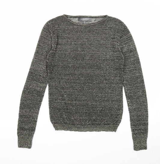 Limited Collection Womens Gold Round Neck Acrylic Pullover Jumper Size 10