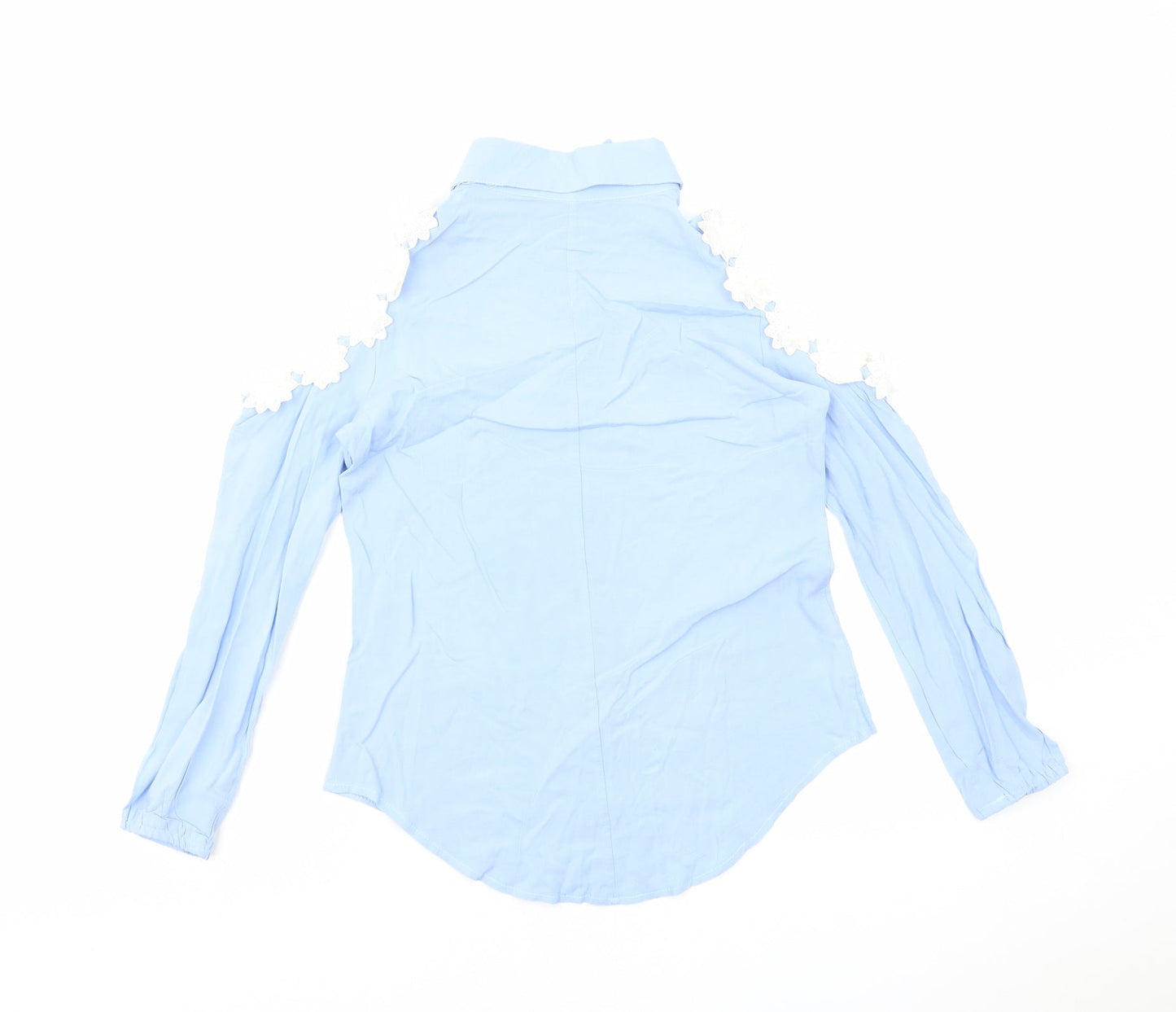 Preworn Womens Blue Polyester Basic Button-Up Size S Collared