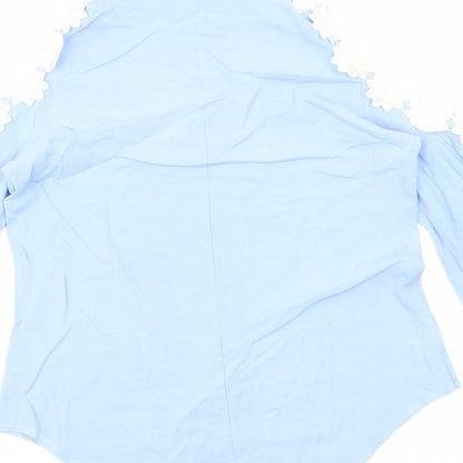 Preworn Womens Blue Polyester Basic Button-Up Size S Collared