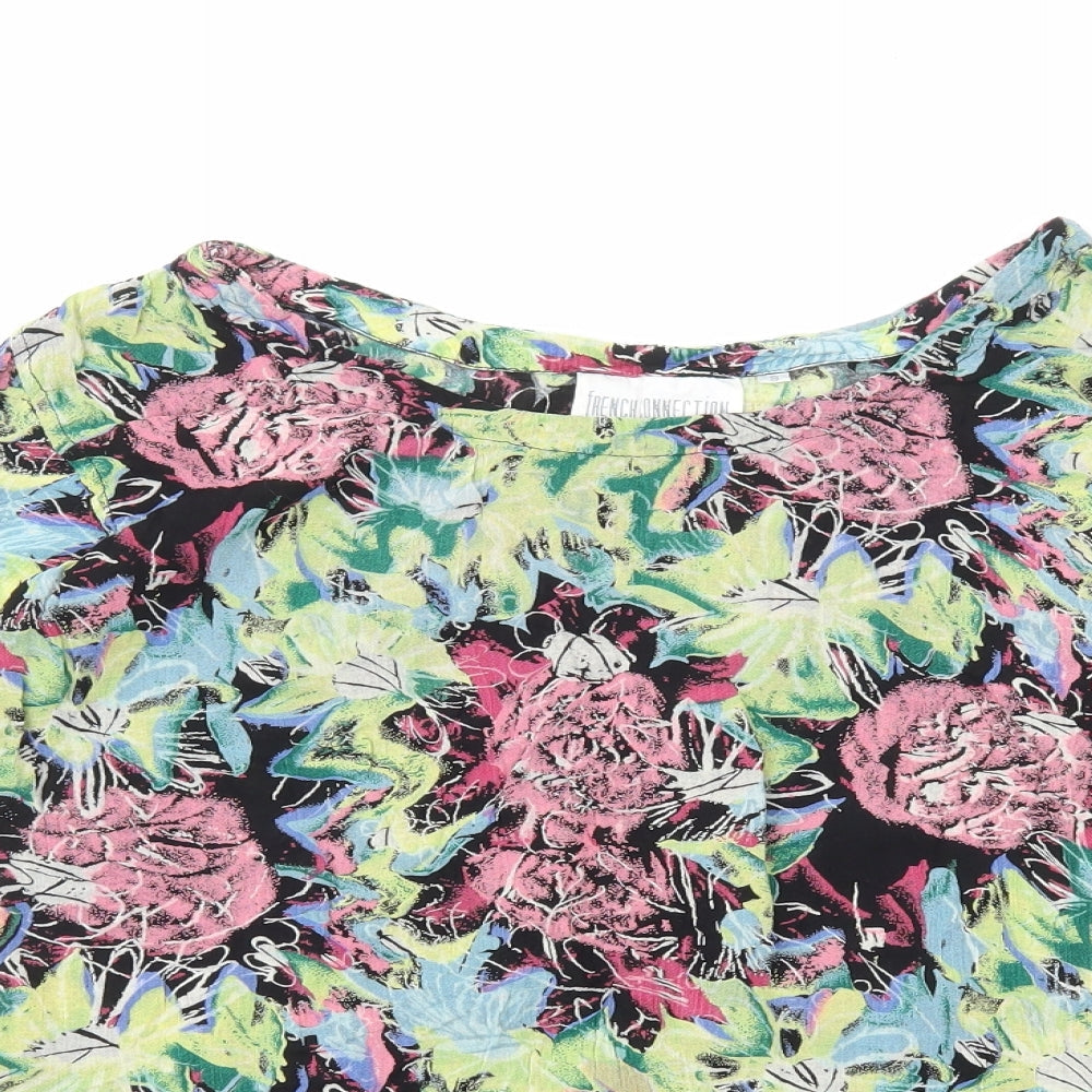 French Connection Womens Multicoloured Floral Viscose Basic Blouse Size S Boat Neck