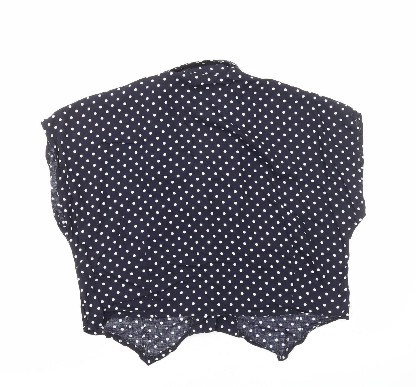 Custom Clothes Womens Blue Polka Dot Viscose Basic Button-Up Size S V-Neck