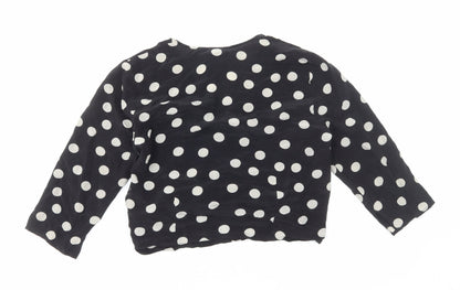 Mixit Womens Black Polka Dot Viscose Wrap Blouse Size 8 V-Neck - Cropped