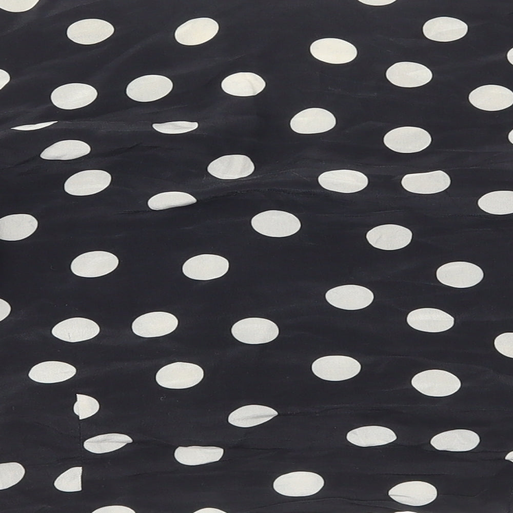 Mixit Womens Black Polka Dot Viscose Wrap Blouse Size 8 V-Neck - Cropped