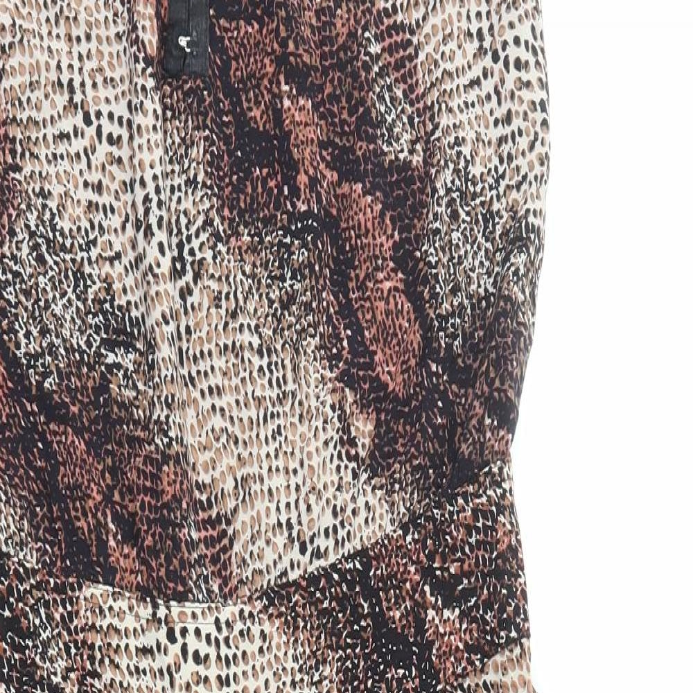 Portobello Rose Womens Brown Animal Print Viscose Playsuit One-Piece Size 10 Hook & Eye - Snakeskin Pattern
