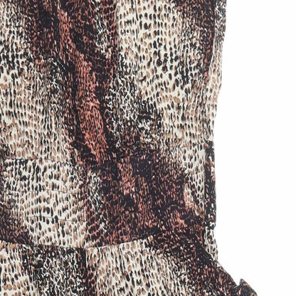 Portobello Rose Womens Brown Animal Print Viscose Playsuit One-Piece Size 10 Hook & Eye - Snakeskin Pattern