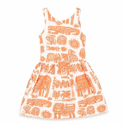 Topshop Womens Orange Geometric Viscose Fit & Flare Size 8 Scoop Neck Zip
