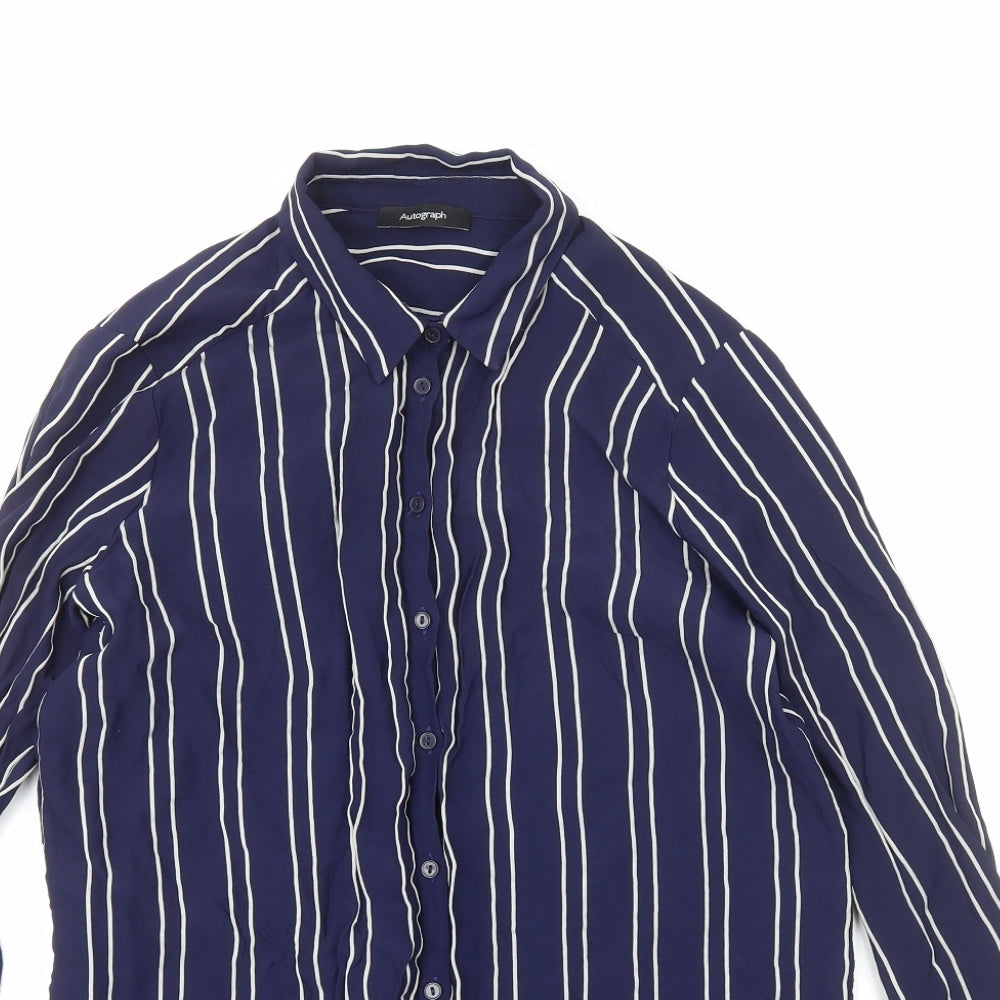 Womens UK Size 12 Marks and Spencer Blue Basic Button-Up