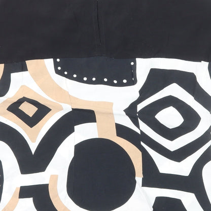 TU Womens Black Geometric Viscose Basic T-Shirt Size 8 Round Neck