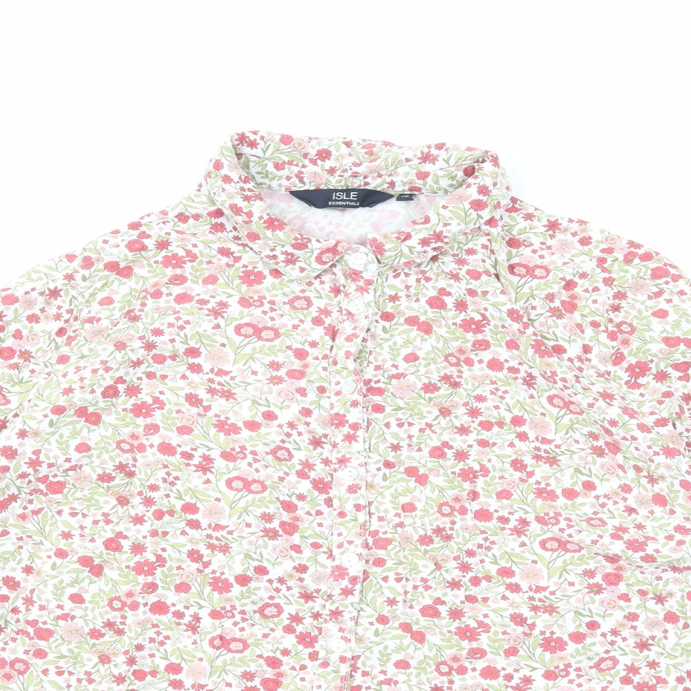 Womens UK Size 16 Isle Essentials Pink Basic Button-Up