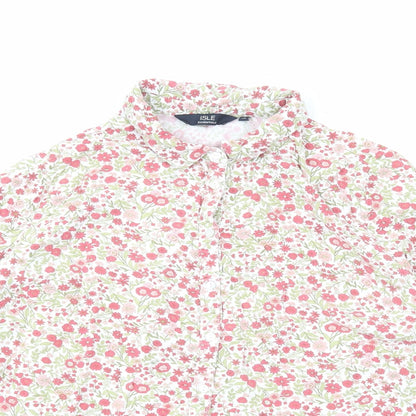 Womens UK Size 16 Isle Essentials Pink Basic Button-Up