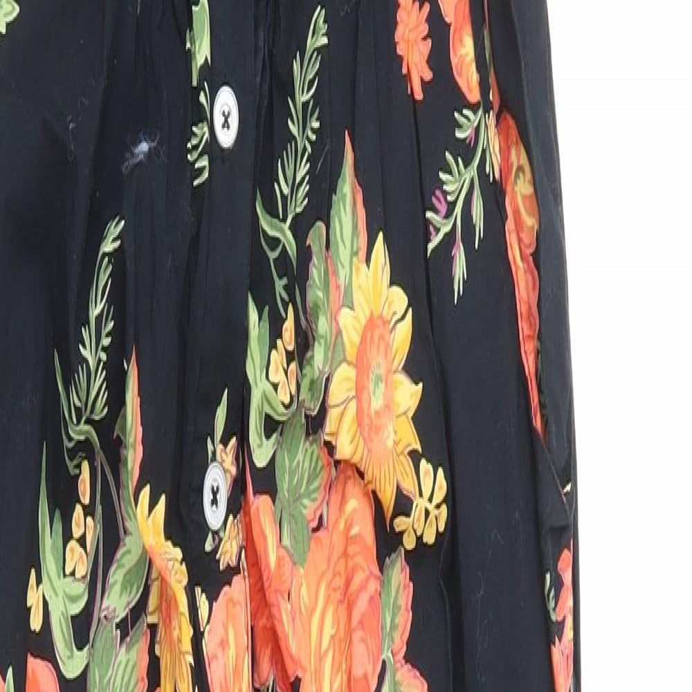 Only Womens Black Floral Viscose Jumpsuit One-Piece Size 8 Button
