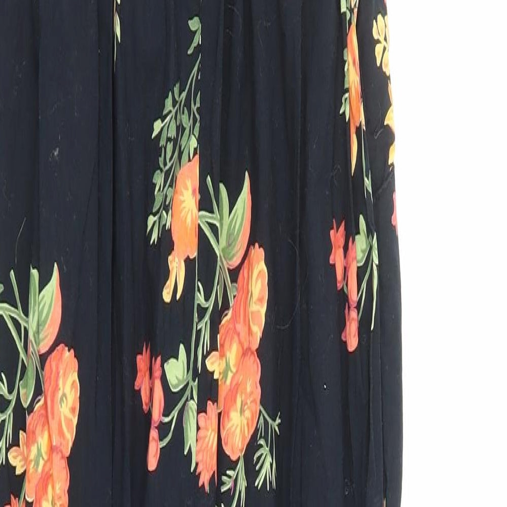 Only Womens Black Floral Viscose Jumpsuit One-Piece Size 8 Button