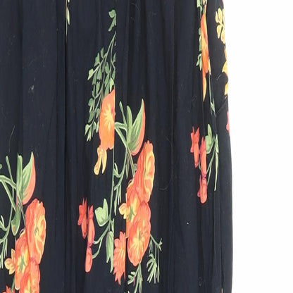 Only Womens Black Floral Viscose Jumpsuit One-Piece Size 8 Button