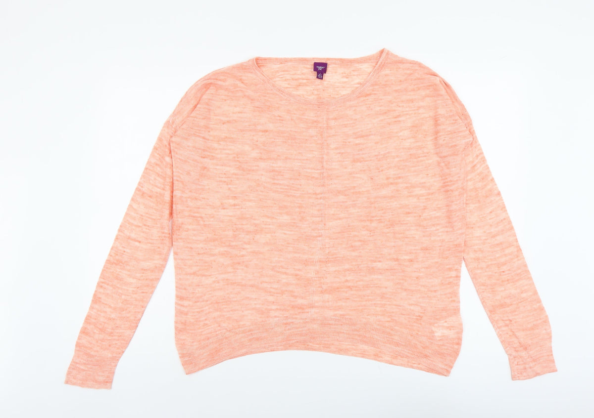 Hoxton Chic Womens Orange Round Neck Acrylic Pullover Jumper Size L