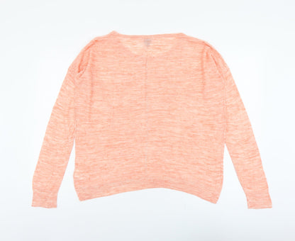 Hoxton Chic Womens Orange Round Neck Acrylic Pullover Jumper Size L