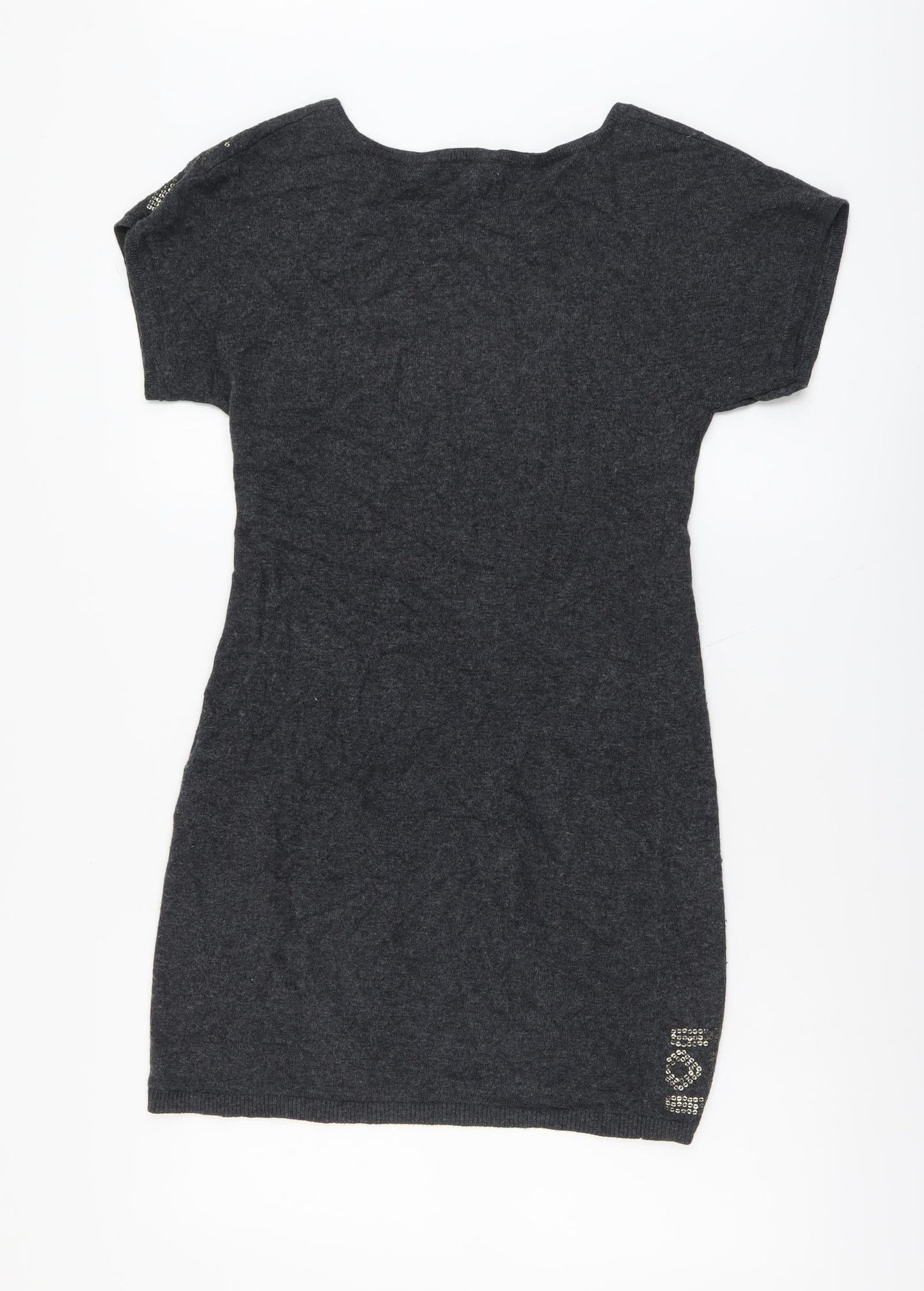 Monsoon Womens Green Geometric Cotton Jumper Dress Size S Scoop Neck Pullover