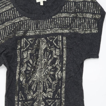 Monsoon Womens Green Geometric Cotton Jumper Dress Size S Scoop Neck Pullover