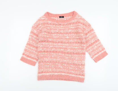 F&F Womens Pink Round Neck Polka Dot Acrylic Pullover Jumper Size 6
