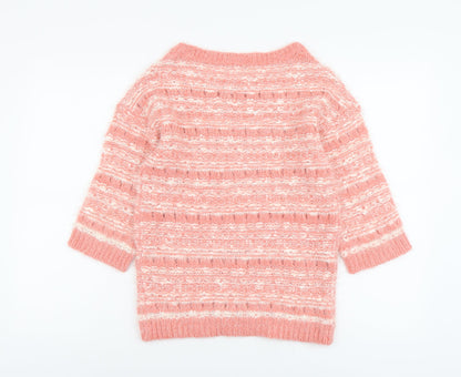 F&F Womens Pink Round Neck Polka Dot Acrylic Pullover Jumper Size 6