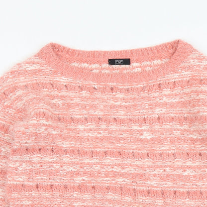 F&F Womens Pink Round Neck Polka Dot Acrylic Pullover Jumper Size 6