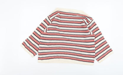 Paris Atelier Womens Multicoloured Round Neck Striped Cotton Pullover Jumper Size S