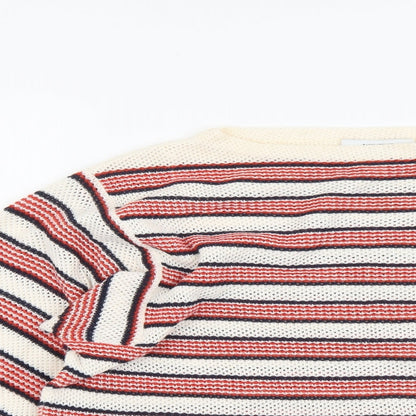 Paris Atelier Womens Multicoloured Round Neck Striped Cotton Pullover Jumper Size S