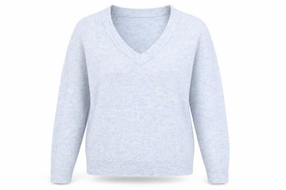 H&M Womens Silver V-Neck Acrylic Pullover Jumper Size S